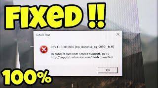 1000% fix Call of Duty WARZONE fatal error, Dev error 6036 and others.