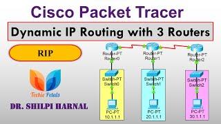 Dynamic IP Routing with 3 Routers  | Simulating RIP dynamic Routing  with cisco packet tracer | RIP