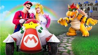 Princess Peach is Missing! We Built a Super Mario Kart! Super Mario Bros in Real Life!