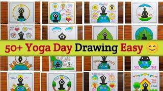 Yoga Day Poster Drawing Ideas / How to Make Yoga Poster / Yoga Day Drawing / Easy Yoga Poster