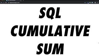 SQL Cumulative Sum