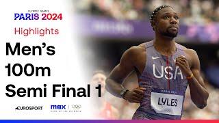 Oblique Seville & Noah Lyles Qualify for 100m Final  | Men's 100m Semi Final 1 #Paris2024 #Olympics