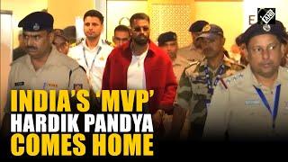 Indian star all-rounder Hardik Pandya arrives in Mumbai after winning Champions Trophy 2025