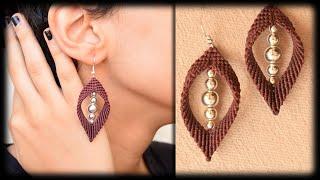 Macramé earrings for beginners step by step | easy macramé tutorial | DIY