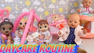 Baby Born Doll Daycare Morning Routine Feeding and Changing baby dolls