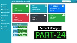 Account manager dashboard | Total Appointment | total Income l Total bill collect (HMS Part-24)