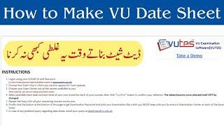 how to make date sheet in vu || vu date sheet ||how to make vu date sheet
