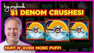 Switched to $1 DENOM! Huff N' Even More Puff Slots → BIG WIN!