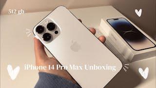 iPhone 14 Pro Max Silver Unboxing | accessories, set-up, and asmr