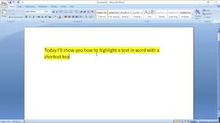Shortcut Key for Highlighting in Word