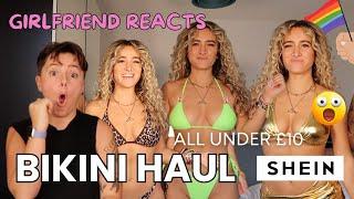 girlfriend reacts to my SHEIN Swim Suit Try On Haul  (ALL Under £10) | Lesbian Couple | Millie Mclay