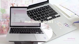 unboxing macbook air m1 in 2024 (silver)  | soft aesthetic, sticker deco, sonny hipper ft. benks