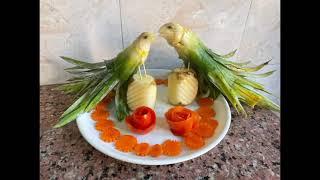 Pineapple Parrot Carving