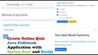 Java Fullstack:  Create Online Quiz   Application with Spring Boot and Reactjs