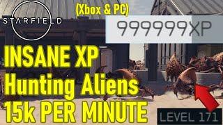 INSANE Starfield XP farm, level up FAST hunting aliens, 15k PER MINUTE, no crafting, EZ skill ups