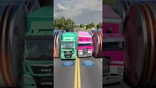 Mix Colour Flatbed & Cargo Trucks & Buses vs Bollard Crash #shorts #beamng #crash #beamngdrive