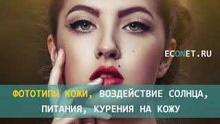 Фототипы кожи, воздействие солнца, питания, курения на кожу