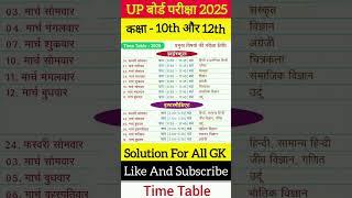 Up Board Exam's 2025 Class 10th And Class 12th  Time table up board exam 2025 #upboard #boardexam