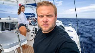 My WIFE Single-Hands Our Sailing Catamaran