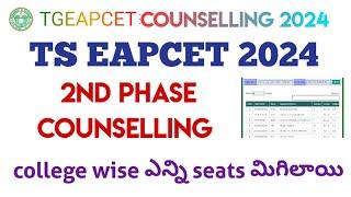 TG Eapcet 2nd phase Counselling Remaining College seats - Branch wise