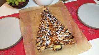 Herringbone with puff pastry with dark chocolate and walnuts.