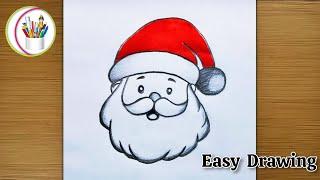 Santa Claus Face Drawing Easy | Merry Christmas Drawing Easy | Christmas Drawing