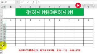 【Excel精选技巧】EXCEL每日一练：通过九九乘法表深入理解相对引用绝对引用！