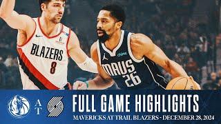 Dallas Mavericks Highlights vs. Portland Trail Blazers | December 28, 2024