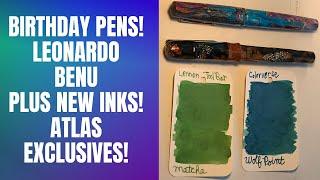 My 45th birthday pens! Leonardo Atlas exclusive & BENU Tiger's Eye Talisman, plus two new inks!