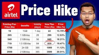 Airtel Price Hike - Airtel 5G Unlimited Data Plan from 3rd July 2024 | Airtel New Recharge Plan 2024