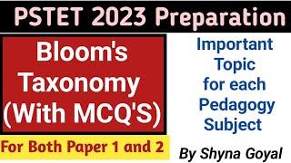 PSTET 2023 Preparation|Bloom's Taxonomy With MCQ'S|Pedagogy for PSTET|By Shyna Goyal