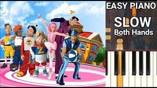 Lazy Town Theme Song (SLOW) Both Hands Easy Piano Tutorial