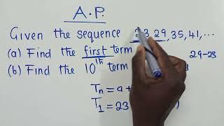 Arithmetic Progression (AP), find the 1st, 10th and nth term.