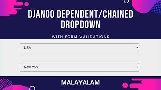 Django Malayalam | Django Dependent Drop Down List Example | Django Forms and Form Validations