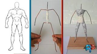 010. Cómo hacer estructura de alambre y aluminio, para Eren titán y otros personajes - Paso a paso.