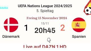 Nations League : Dänemark 1 - 2 Spanien live auf DAZN 1 -  15.11.2024 um 20:45 Uhr