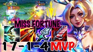 WILD RIFT MISS FORTUNE ADC GAMEPLAY | 17 -1 -4 MVP | MISS FORTUNE BUILD RUNES