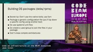 Code as infrastructure in the BEAM ecosystem - Jade Allen | Code BEAM Europe 2023