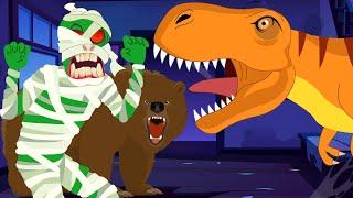 we're going on a monster hunt vs trex dinosaur hunt vs rhino hunt vs bear hunt songs for preschooler