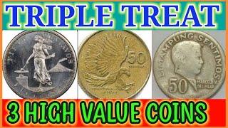 (TRIPLE TREAT) 3 Fifty (50) Centavos with High Value - Coin Collector Tv