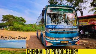 CHENNAI TO PONDICHERRY BY TNSTC AC SEATER BUS VIA ECR ROUTE | TRAVEL VLOG