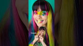 Neon rainbow tape makeup - see the full tutorial on my channel! 