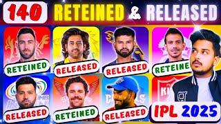 IPL 2025 | All Team 60 RETAINED & 80 RELEASED Players List 2025 | IPL 2025 Retention 2025