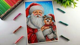 Santa Claus Drawing | Oil Pastels Drawing (Timelapse Video) 