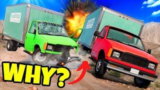 BOX TRUCK Race Down MASSIVE Mountain Ends in BIG CRASHES in BeamNG Drive Mods!