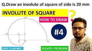 how to draw an involute of a  Square in engineering drawing easy method.