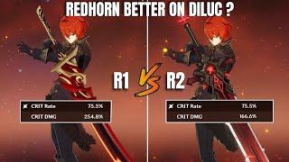 Redhorn Stonethresher is BETTER than R2 Wolf Gravestone On Diluc ? | Genshin Impact