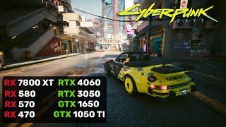 8 GPU-s | Cyberpunk 2077 (FSR  3 Patch 2.13) | RX 7800 XT, RX 580, RX 570, RX 470, RTX 4060, RTX3050