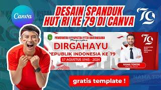 Tutorial Cara Desain Banner Spanduk  Hut RI ke 79 di Canva | Tutorial Canva #desaincanva