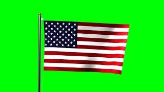 USA Flag animation over a green screen